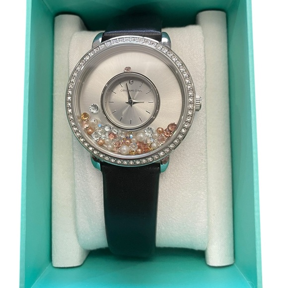 Origami Owl Accessories - Origami Owl Silver Living Locket Watch/Swarovski Crystal Bezel, Leather Band NIB